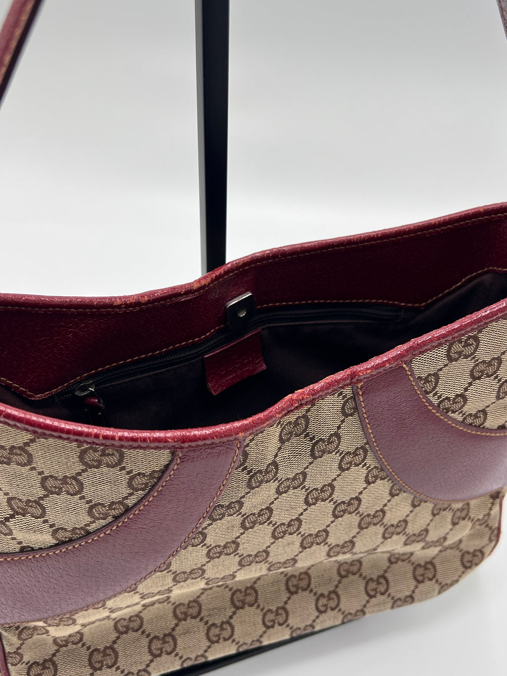Gucci Hobo Handbag Wine Red